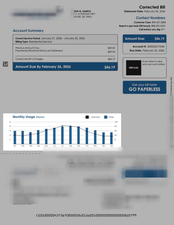 Monthly Usage chart on the redesigned bill.