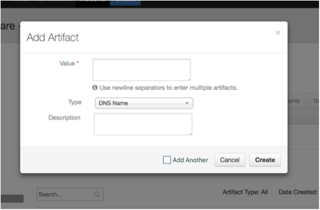 The existing Add Artifact modal, annotated with research-driven recommendations.