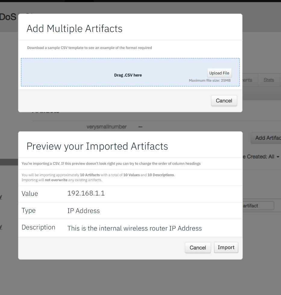 Concept for importing artifacts in bulk via CSV.