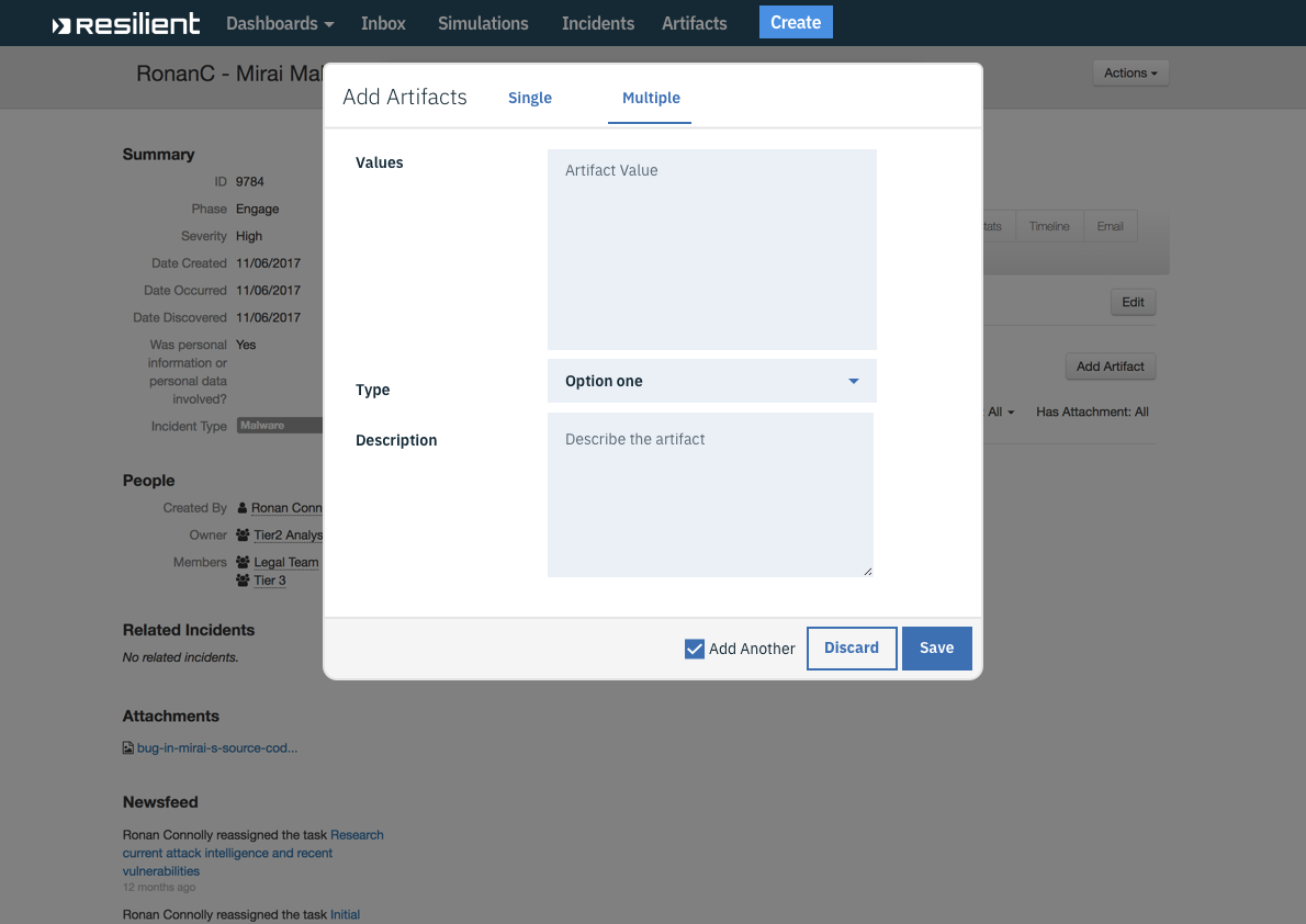 Early bulk-enablement concept for adding multiple artifacts at once.